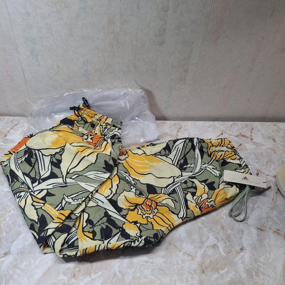 Adidas STELLA McCartney Truecasuals Yellow/Green Floral Print Track Pant NWT Med - Picture 1 of 9